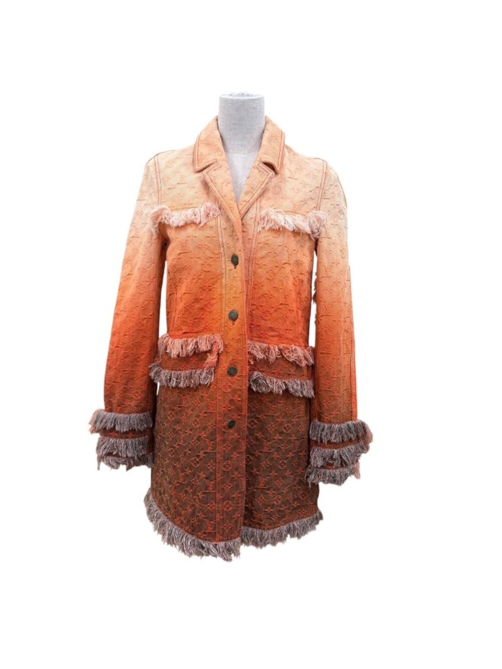 Louis Vuitton Cotton 100% Monogram Denim Gradient Coat Orange 34